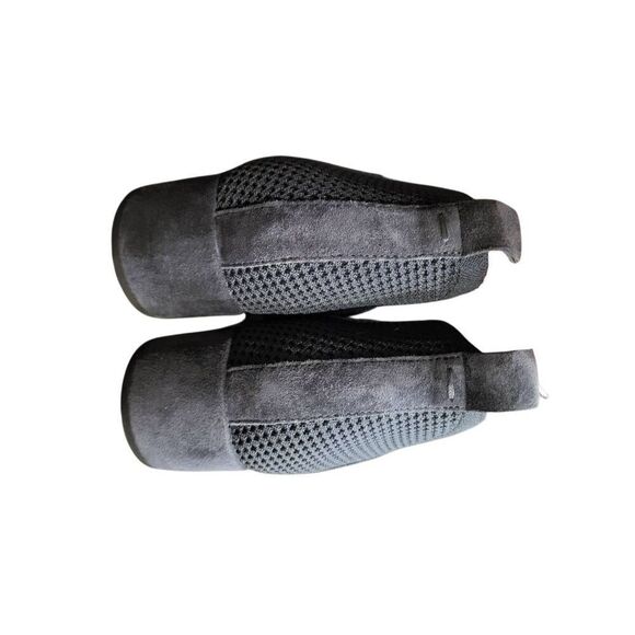 Eileen Fisher Booties Women's 8.5 Grey Knit Clever Suede Trim Block Heel Pull On - Picture 3 of 5